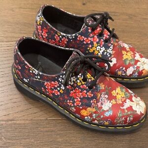 Dr. Martens Red Floral Women's Loafers